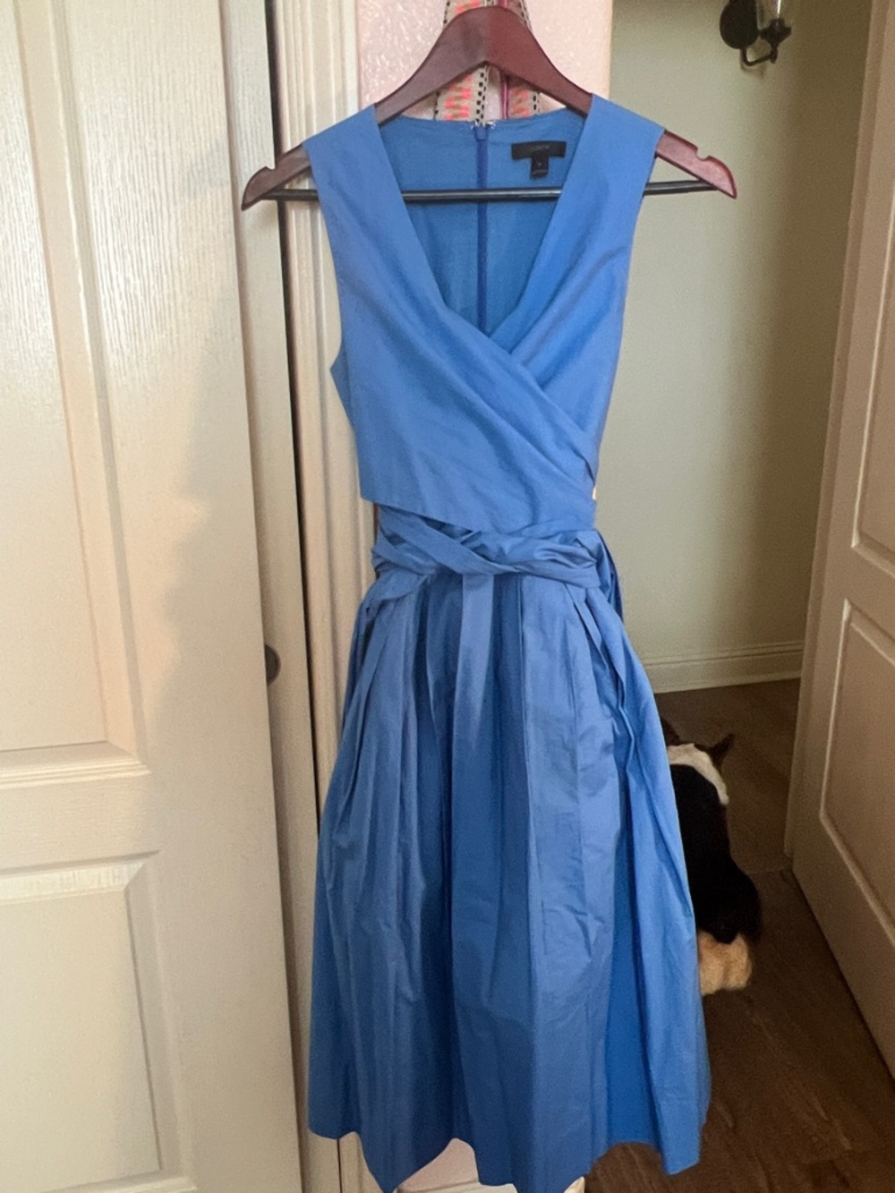 J. Crew Sky-Blue Sleeveless Wrap Midi Dress